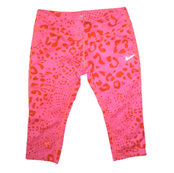 Nike Dri Fit Pink Cheetah Print/Leopard Print Leggings Capri Length Size Medium - Picture 2 of 7